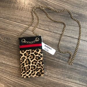 Charming Charlie Leopard Print Chain Phone Pouch